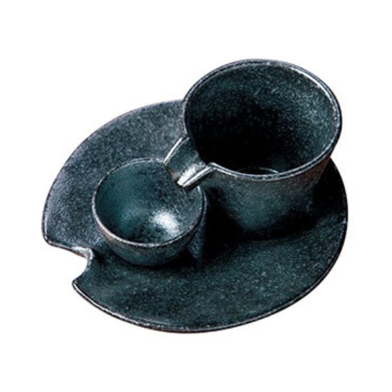 しずる冷酒器セット 銀黒