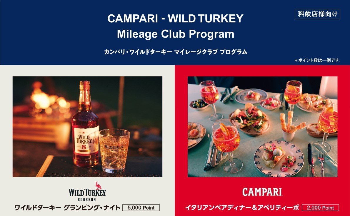 対象商品のポイントシールを集めて応募！お好きな景品と交換出来る「カンパリ・ワイルドターキー マイレージクラブ プログラム」