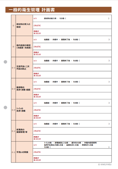 一般的衛生管理の計画書